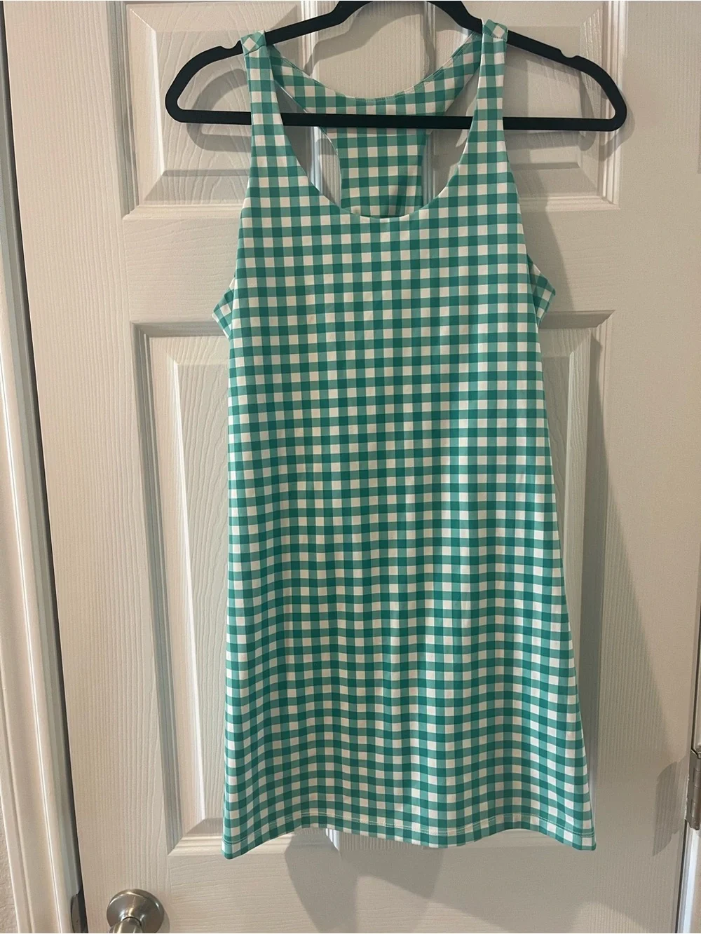 J. Crew Green Gingham and White Athletic Dress with Built in Shorts. Size Small